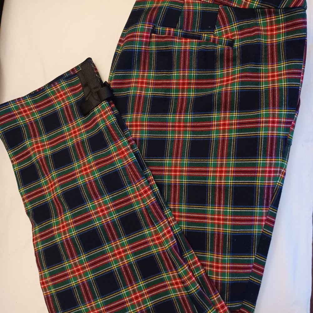Talbots Hampshire Plaid Mid Rise Crop Pants with Bow Size 10P